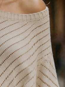 Louniche Elegant Asymmetrical Shoulder Design Summer Style Women's Sweater - Khaki - View 6