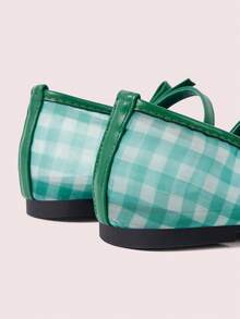 CUCCOO DOLLMOD Women's Shoes, Green Plaid, Mesh, Bow Mary Jane Shoes, Ballet Shoes, Comfortable Flats - Mesh green - View 6