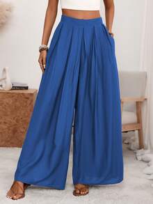 Women Pants - 寶藍色 - 查看 4
