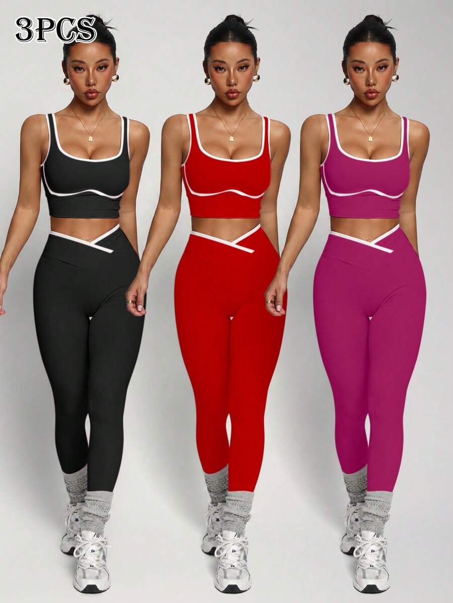 Dewbera Dewbera Women's Seamless Colorblock Yoga Sports Set - Multicolor - View 1
