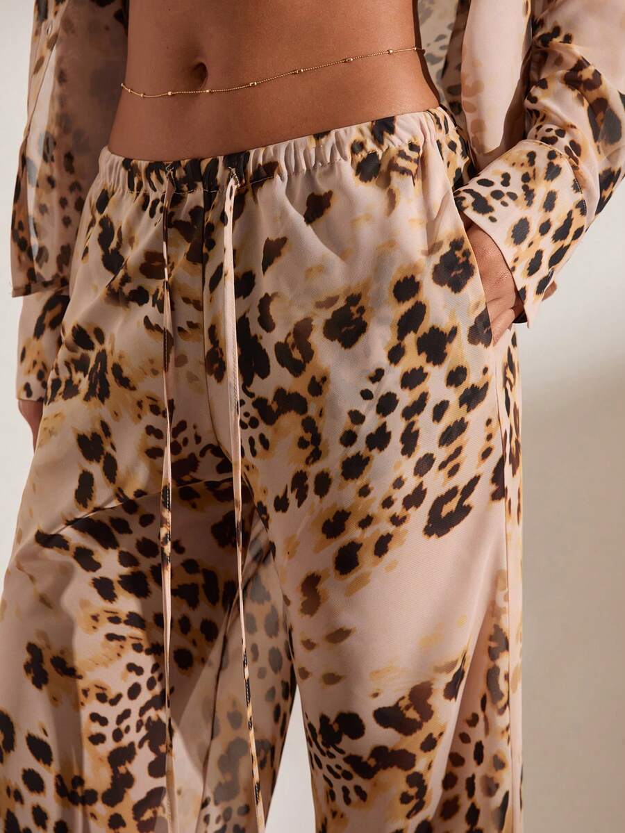 Opulessa Spring Summer Vacation Woven Printed Women's Long Pants - Rust Brown - View 1