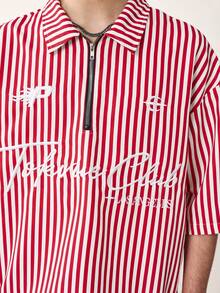 TOKVUE TOKUVE 男士休閒 Polo 衫，年輕時尚拉鍊門襟 Polo，極簡休閒風條紋面料，日常穿著，Ins 風設計，短袖領 Polo 衫，適合音樂節、度假與日常、居家休閒、度假文化，個性化，送給丈夫或男友的禮物 - 紅色 - 查看 5