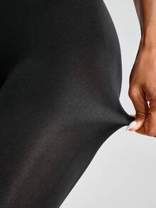 SHAPORA Solid Color High Waisted Tummy Control Pants - Black - View 7