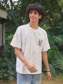 Whitmere European And American Men's Short Sleeve T-Shirt 2026 New Summer Versatile Tie-Dye Print Half Sleeve Pattern Loose Slimming Undershirt Casual Streetwear Top - White - View 5