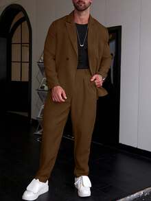 Manfinity Homme Men Lapel Collar Blazer & Suit Pants Formal, Ceremony - Brown - View 8