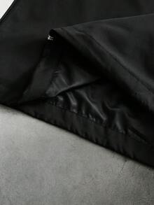 PAVTROS Men's Spring/Autumn Casual Fashion Streetwear Letter Print Contrast Color Zipper Front Drawstring Hem Stand Collar Jacket - Black - View 5