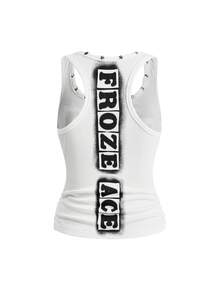ROMWE Women's Vintage Hot Girl Streetwear Versatile Eye Starry Sky Print Five-Pointed Star Studded Tank Top - White - View 2