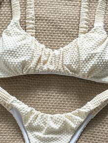 Swim Mod Conjunto de Bikini Sexy de Mujer con Tela Jacquard, Tirantes Gruesos, Fruncido y Corte Alto para Primavera/Verano - Multicolor - Ver 5