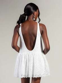 Rouah Vestido mini con volante de encaje de verano SS26 - Blanco - Ver 2