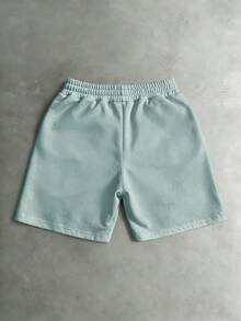 PAVTROS Plus Size Men's Casual Drawstring Pocket Loose Shorts - Blue - View 2