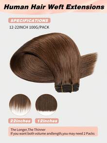Seamless Natural Blending Brown 100g Sew In Hair Extensions Real Human Hair Black 22inch Remy Double Weft Hair Extensions For Volume And Length - S4 - View 5
