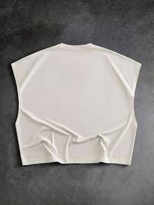 Manfinity RebelGame Men's Casual Hand Print Round Neck Loose Tank Top, Summer - White - View 2