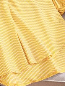 Rusticease Plus Size Women's Striped Casual Versatile Everyday Outing Shirt - Mustard Yellow - View 7