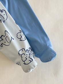 4pcs/Set Newborn Baby Spring/Summer Snug Fit Pajama Set With Cute Elephant Pattern Design, Soft Skin-Friendly Fabric, Comfortable Home Wear For Kids' - Multicolor - View 6