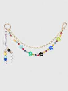 ROMWE Kawaii 1 Piece Spring Summer Dopamine Style Colorful Beaded Bag Keychain Pendant, Woven Rope Bag Charm, DIY Hanging Ornament - Color 7 - View 7