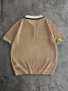 SIGLOCORE Men's Colorblock Hollow Out Casual Versatile Daily Wear Knit Top - Multicolor - View 4