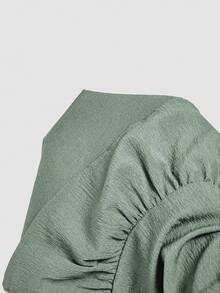 SHEIN MOD 女款掛脖綁帶抓皺休閒約會派對迷你洋裝 - 綠色 - 查看 10