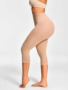 SHAPORA Women's Minimalist Solid Color Highwaisted Seamless Shapewear Pants - Apricot - View 6