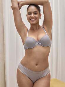 Bralution 3pcs Women Wireless Bras, Minimalist Casual Gathering Cup Brassiere - Multicolor - View 5