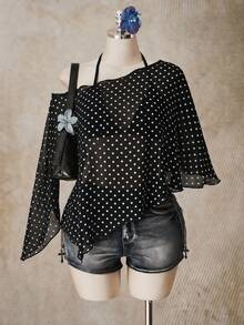 SHEIN ICON Plus Size Women's Polka Dot Casual Versatile Everyday Top - Multicolor - View 4