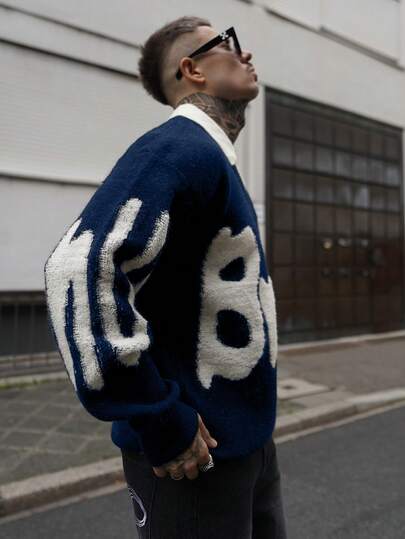 Artur Kramer Sweater Pria Blok Warna Huruf Casual