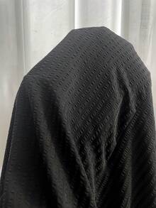 SHEIN CURVE+ 大尺碼休閒簡約黑白條紋長褲，適合四季，春夏日常穿著 - 黑色 - 查看 8