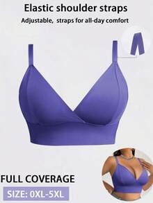 SHEIN 1 buah Bustier Wanita Ukuran Besar Warna Polos Kasual Nyaman - Teal Blue - View 6