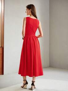 MOTF PREMIUM SEXY WOMEN'S MID-LENGTH DRESS WEDDING DINNER PARTY RAVE RED SUMMER - Red - View 4