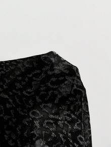 Barévion Women's Dress Slim A-Line Shimmer Leopard Jacquard V-Neck Cape Asymmetric Hem Pleated Elegant Mature Vintage Banquet Black And White Leopard Print - Silver - View 8