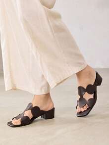 MOTF SANDALIA DE TACÓN ALTO PARA MUJER, SIMPLE Y GENEROSA, MODERNA Y VERSÁTIL, CASUAL PARA EL TRABAJO Y EL DESPLAZAMIENTO - Café integral - Ver 4
