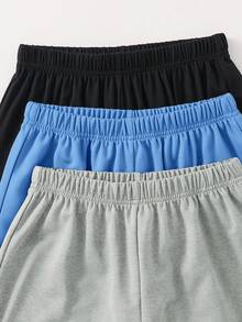 SHEIN 6件套男童休闲宽松字母图案圆领T恤短裤套装，适合通勤、上学、日常穿着、运动、春夏穿着。 - 灰色 - 查看 8