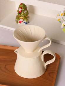 Zazumi Ceramic Pour Over Coffee Dripper, Ceramic Coffee Sharing Pot, Personalized Cream Style Coffee Cup, Coffee Gift Set For Best Friend, Coffee Filter Funnel Back To School - Multicolor - View 7