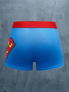 SUPERMAN X SHEIN Men's Personalized Cartoon Pattern Boxer Briefs - Blue - View 3