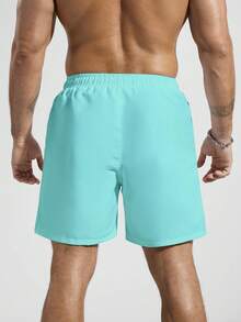Surfspeed Celana Pria Polos dengan Pinggang Elastis dan Tali Serut, Desain Saku, Kasual untuk Sehari-hari, Cocok untuk Pantai, Liburan, Pantai, Hawaii, Tropis, Berenang, dan Mandi. - Mint Blue - View 2