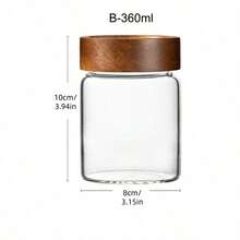 1pc Glass Storage Jar, Airtight Food Container With Wooden Lid, Transparent Glass Canister Suitable For Pantry, Kitchen To Store Flour, Sugar, Tea, Coffee, Snacks, Spices, Etc. - Multicolor - View 12