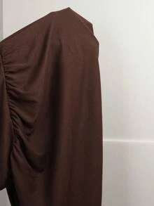 Muchica 女款素色單肩上衣與長褲休閒日常套裝 - 棕色 - 查看 7