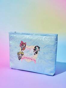FanGlow THE POWERPUFF GIRLS X SHEIN 甜美可愛花朵、泡泡、毛茛花紋便攜式化妝包、零錢包、旅行袋 - 彩色 - 查看 2