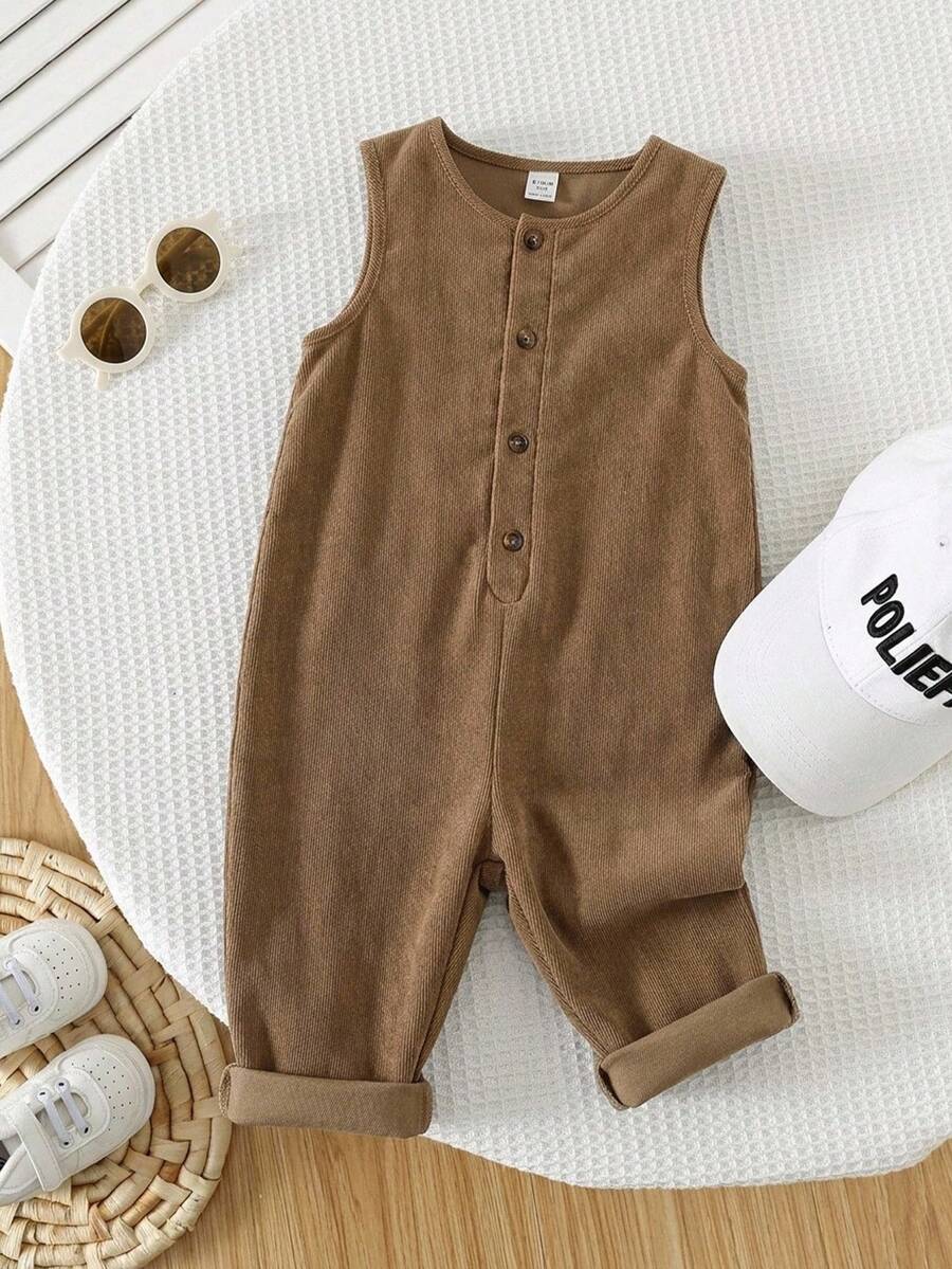 SHEIN Young Boys Overalls Jumpsuit, Comfortable Versatile Casual Fashion Daily Cute Minimalist Style All-Match, Spring Summer Season