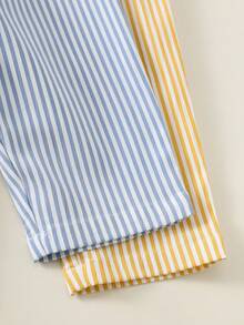 SHEIN 2pcs/Set Baby Boy Baby Girl Unisex Baby Clothes Summer Autumn Casual Vacation Rompers Striped Rompers Yellow Rompers Blue Rompers Infant Rompers - Multicolor - View 8