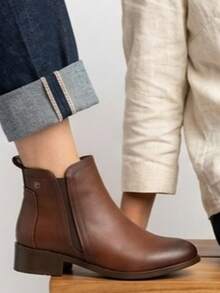 Bota corta en forro de piel para dama - Marrón - Ver 4