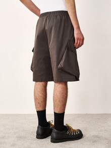 TOKVUE Men's Solid Color Drawstring Waist Cargo Pocket Casual Shorts - Flint Stone - View 3