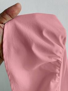 Maweii Plus Size French Hot Girl V-Neck Asymmetrical Ruffle Halter Neck Tie Shirt - Dusty Pink - View 8
