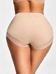 SHAPORA Women's Solid Color Mesh Splice Shapewear Shorts - Apricot - View 6