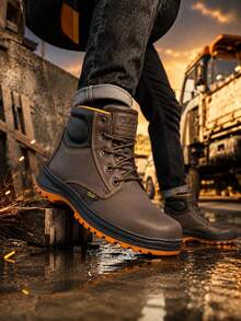 Bota de Trabajo Pleg Working En Piel Genuina Con Casco De Acero - cafe - Ver 3