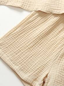 Elladie kids Girls' 4-Piece Set Cute Minimalist Style Girls' Tank Top Set, Apricot And Brown, Suitable For Daily Outings And Casual Vacations,Back To School. - Multicolor - View 7