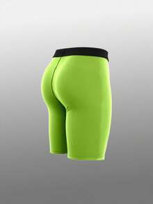 Acti Log Leggings deportivos ajustados con patrón de estrellas para hombre, capa base para gimnasio - Verde - Ver 2