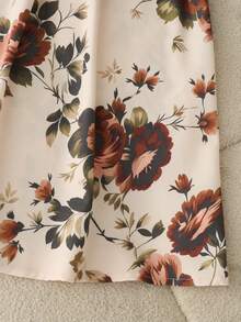 GlowEve CURVE Plus Size  Elegant Casual Floral Print Midi Dress For Women Wedding Guest Vacation Beige Fall Work Outfits  Country Party  Festival  Summer Autumn - Apricot - View 8