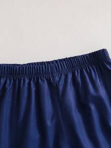 SHEIN Elladie kids 2件組女款大童春夏新款休閒通勤V領無袖印花寬鬆背心與收腰梭織寬鬆長褲日常休閒出遊兩件套 - 藏蓝色 - 查看 9