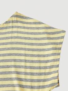 SHEIN MOD Camiseta casual versátil de primavera/verano con rayas, hombro asimétrico y fruncido - Multicolor - Ver 6