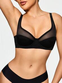 SHAPORA 1 pieza Sujetador con aros de color negro, diseño transparente - Negro - Ver 3